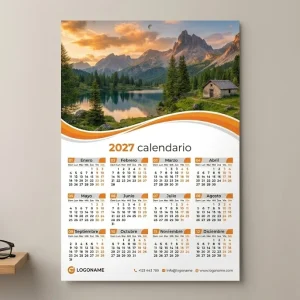 calendario pared una hoja año 2027